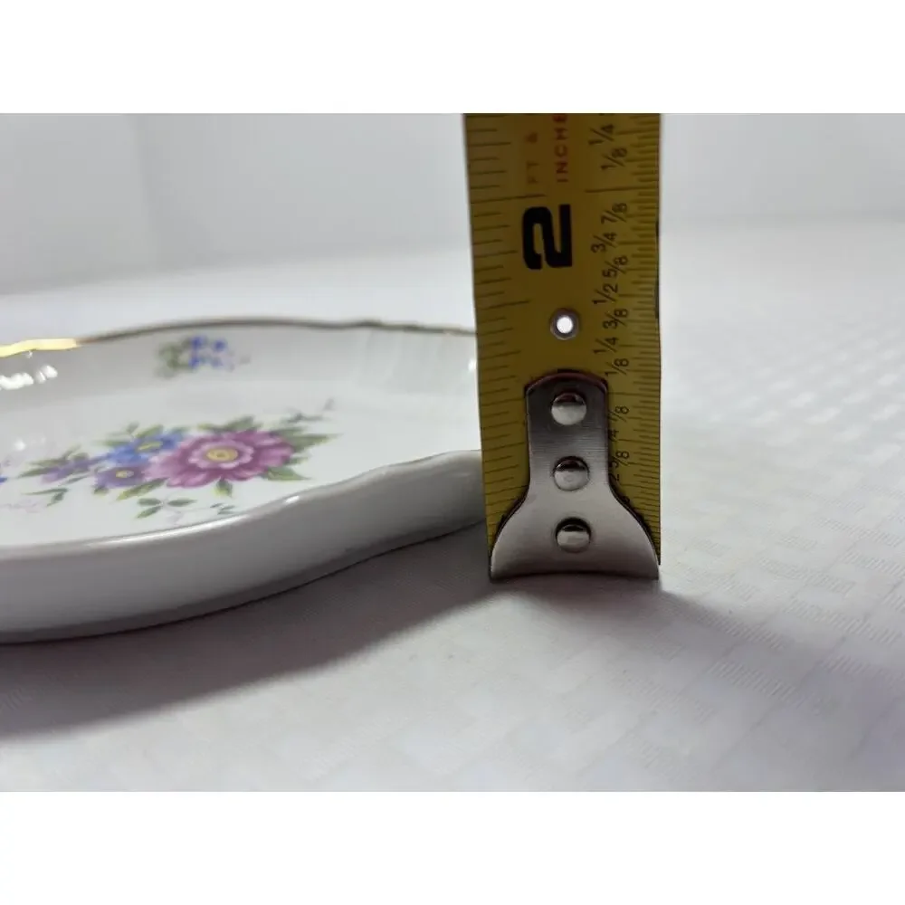 HOLLOHAZA HUNGARY Porcelain Trinket Dish Floral‎ Back stamp